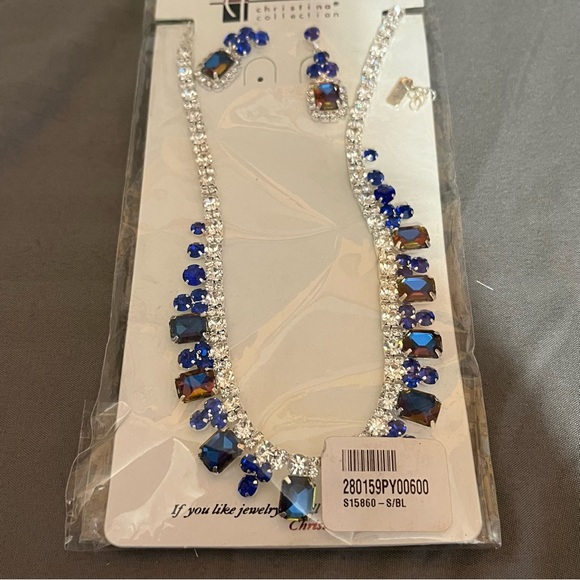 Prom/Special Occasion Necklace and Earrings, Royal Blue - Picture 13 of 16